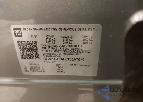 2025 Chevrolet Blazer Fwd 2Lt z USA, uszkodzony, nr VIN 3GNKBCR4XSS107070